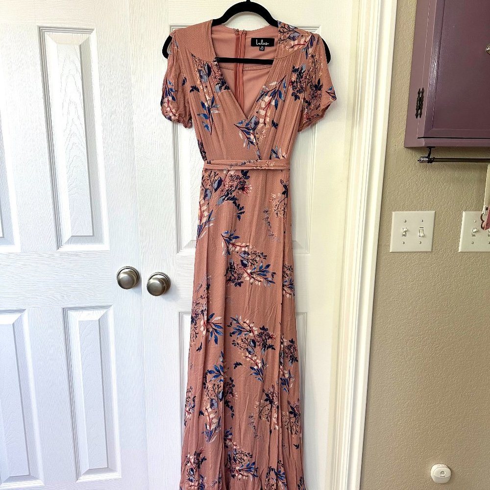 Lulu's Fiorire Rose Floral Print Wrap Maxi Dress - XS